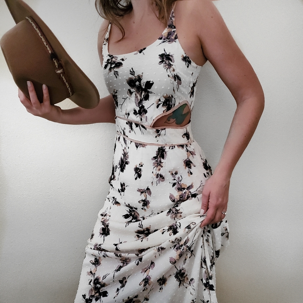 Honey Punch Floral Cut Out Maxi Dress